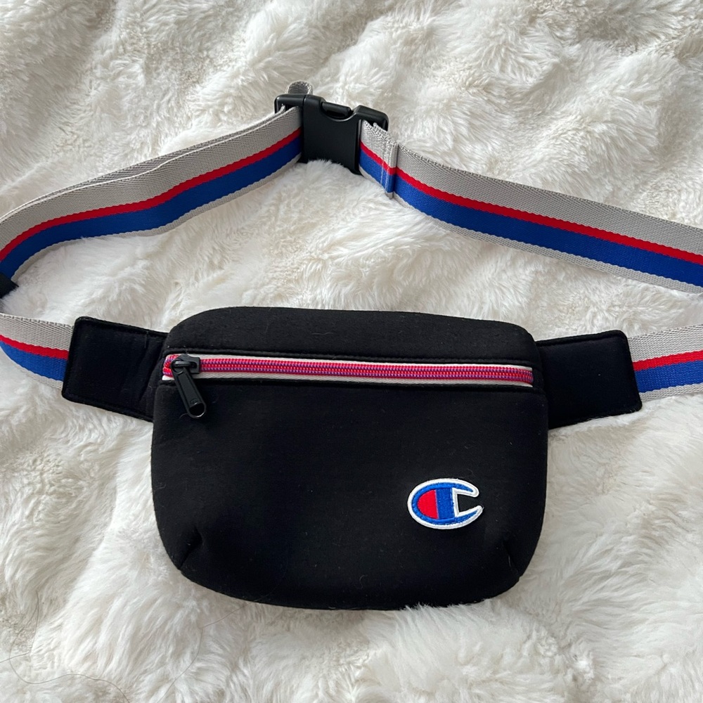 Champion Black Belt Bag with Red and Blue Accents